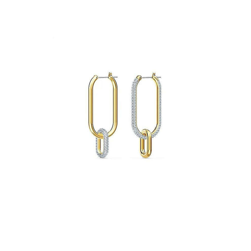 Time Hoops, Asymmetrical Earrings, Mixed Metal Finish, White