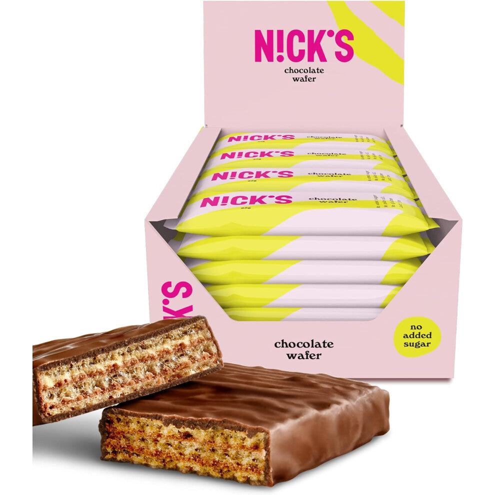 Nicks Chocolate Wafer Bars, Low Carb Biscuits Candy Snack Bar, 165 Calories, No Added Sugar Gluten Free Sweets (Multipack 24x35g)