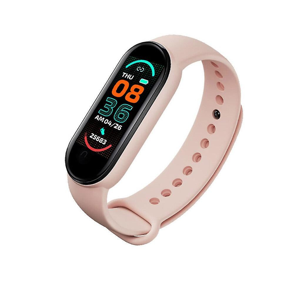 (Pink) Smart Bracelet Multi-function Heart Rate Blood Pressure Monitor Step Music Sleep Monitoring M6 Smart Fitness Sports Watch