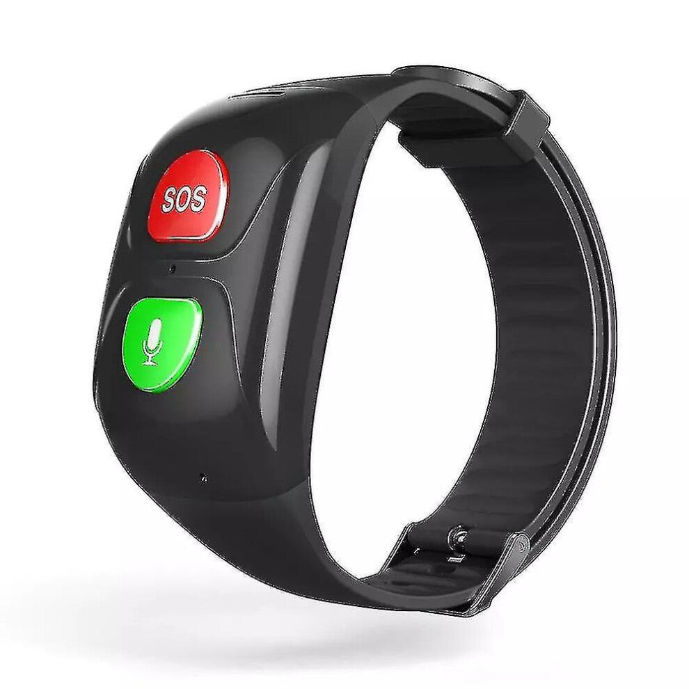 (Black) Sos Smart Bracelet For Seniors With Gps Info Push Heart Rate Monitoring With Built In Tracking Watch