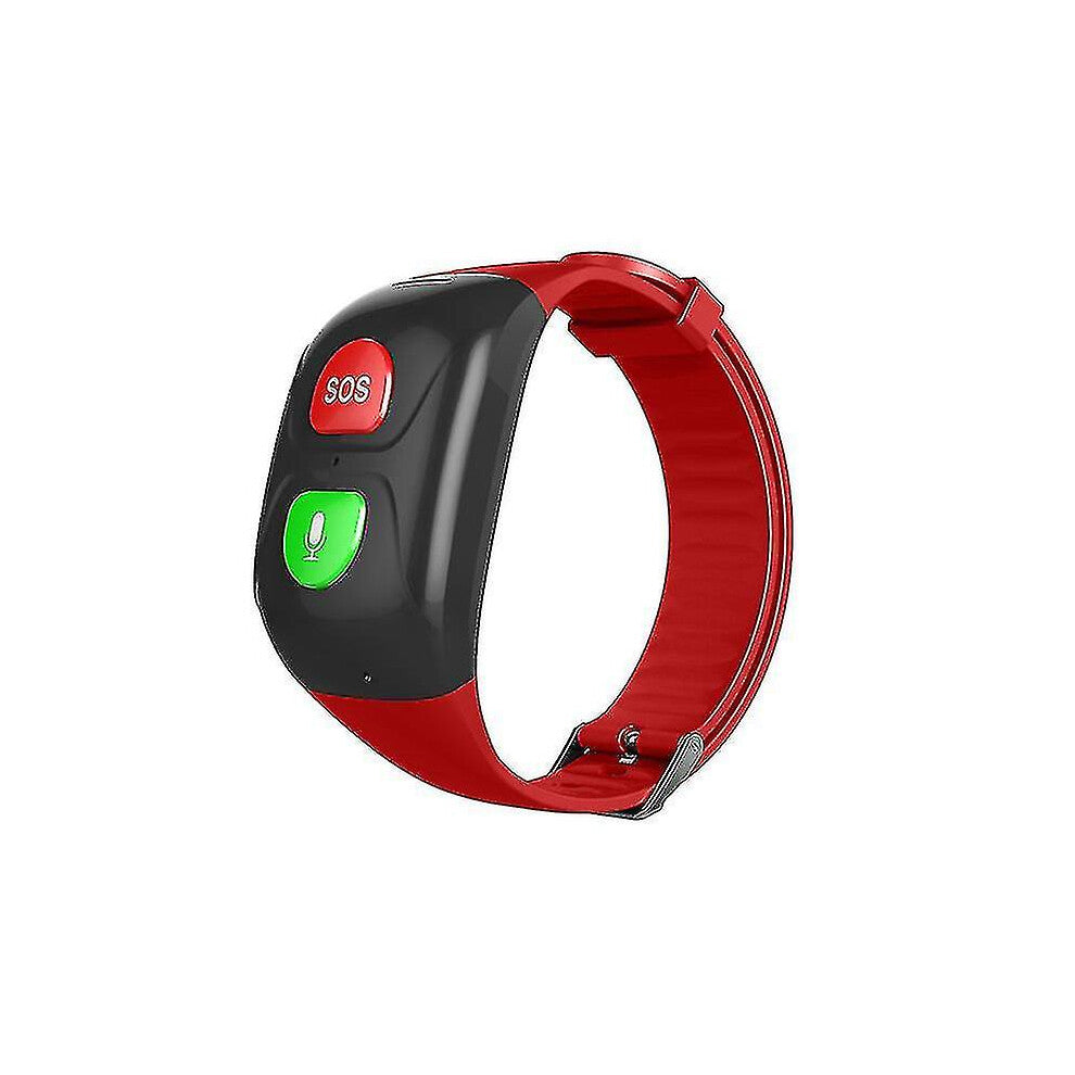 (Red) Sos Smart Bracelet For Seniors With Gps Info Push Heart Rate Monitoring With Built In Tracking Watch