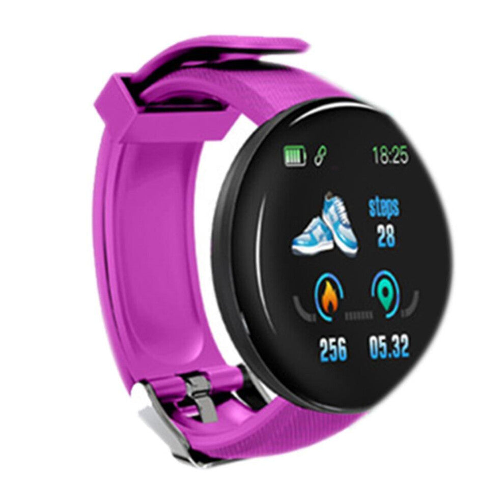 (Purple) D18 Round Screen For Smart Bracelet Color Screen Sleep Monitoring Waterproof