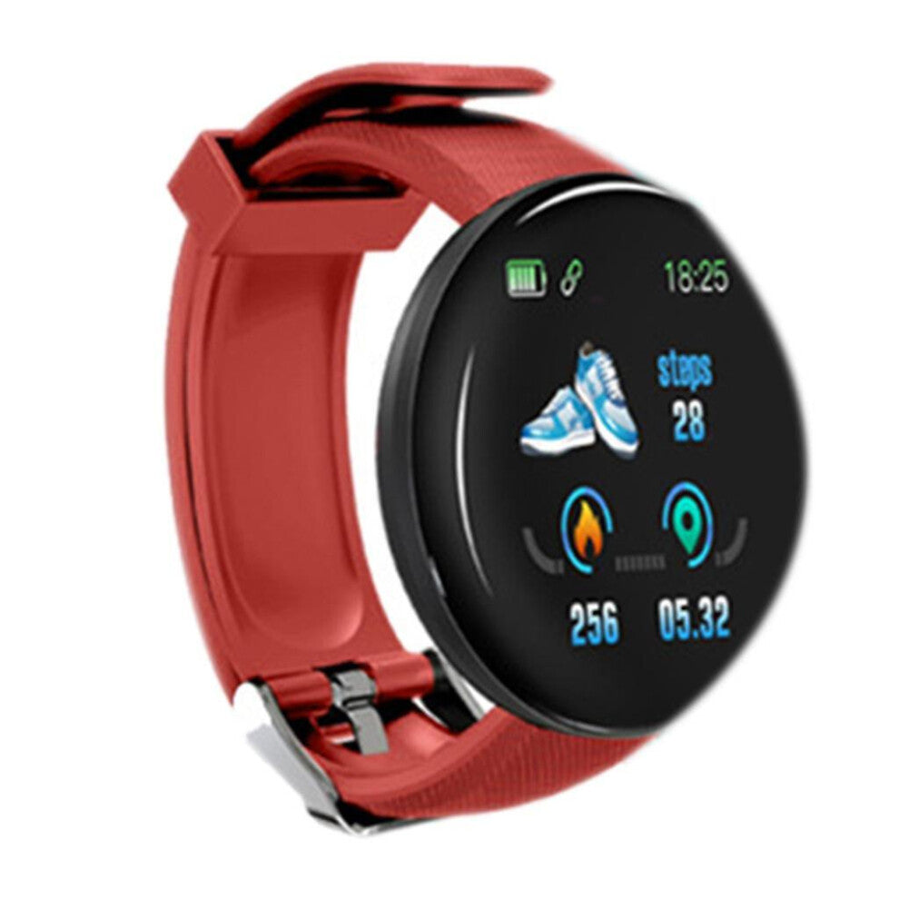 (Red) D18 Round Screen For Smart Bracelet Color Screen Sleep Monitoring Waterproof