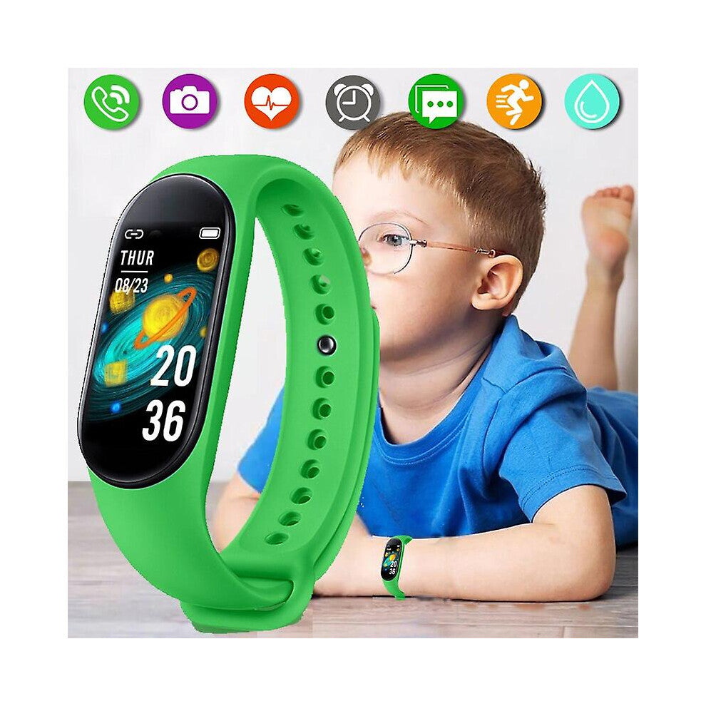 (green) Children's Wrist Watches Waterproof Adult Kids Tracker Heart Rate Blood Pressure Monitor Smart Bracelet Sport Smartband