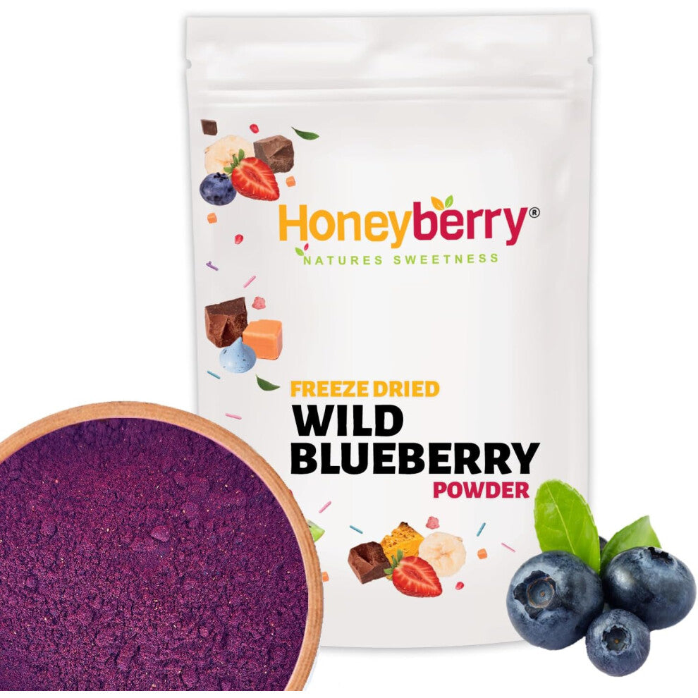 Freeze Dried Wild Blueberry Powder 250g 100% Natural and Pure Bilberry Milled to Powder Superfood Powder for Baking Cake Decorations