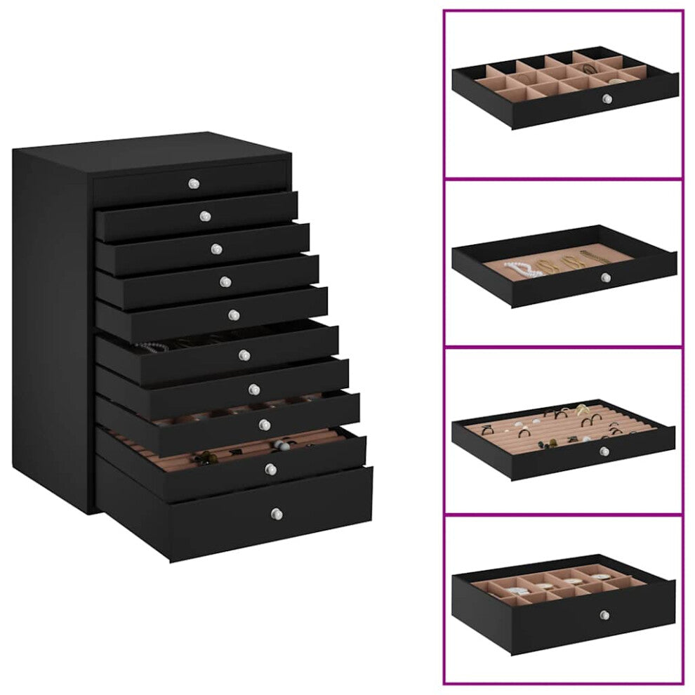 (black) vidaXL Jewellery Box 10-Layer with Watch Holders Black 29x20.5x40.5 cm