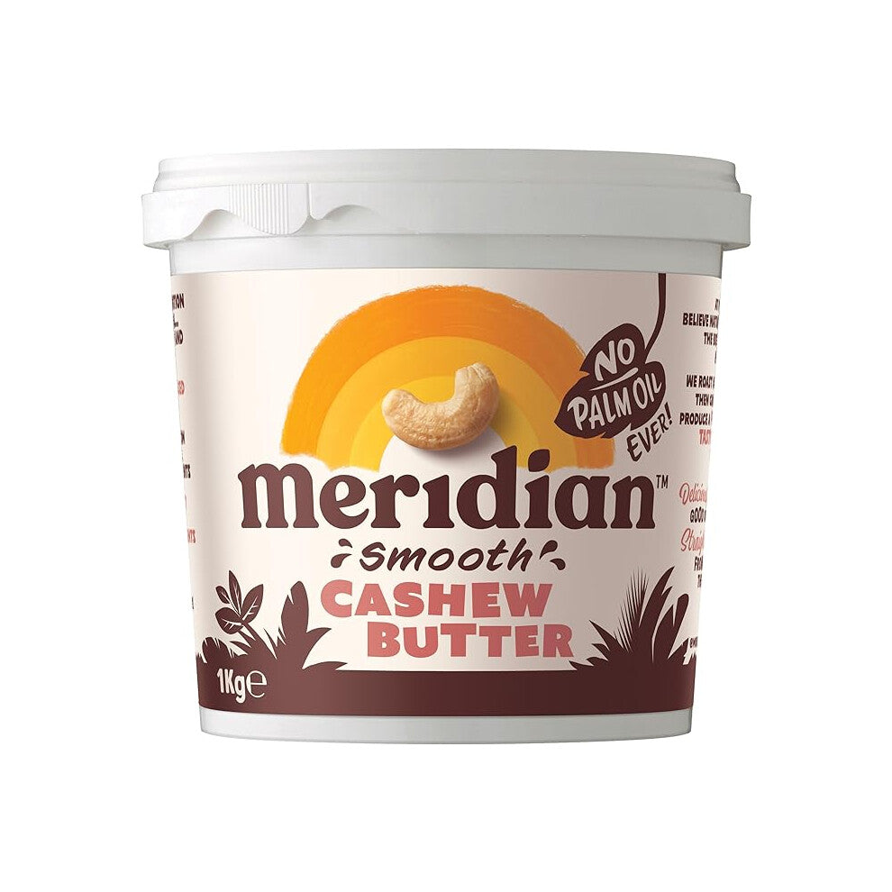 Meridian Smooth Cashew Nut Butter 1kg - Vegan, Vegetarian, Free From Palm Oil, No added Sugar or Salt