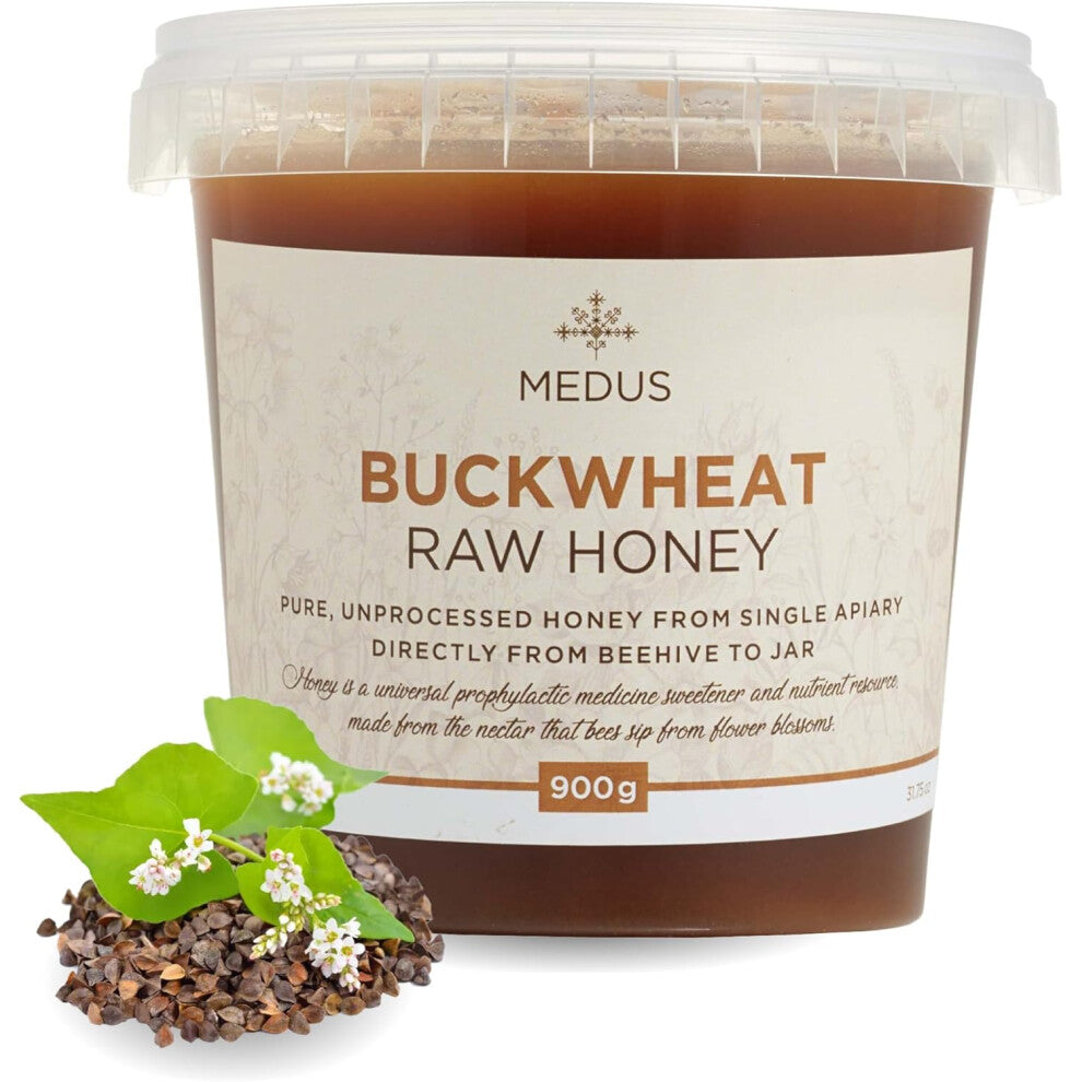 Earthbreath Buckwheat Raw Honey 900g Pure, Dark, Unpasteurised, Unfiltered Raw Honey Natural Healthy Sweetener for Cooking, Tea, Coffee, Milk, Juice