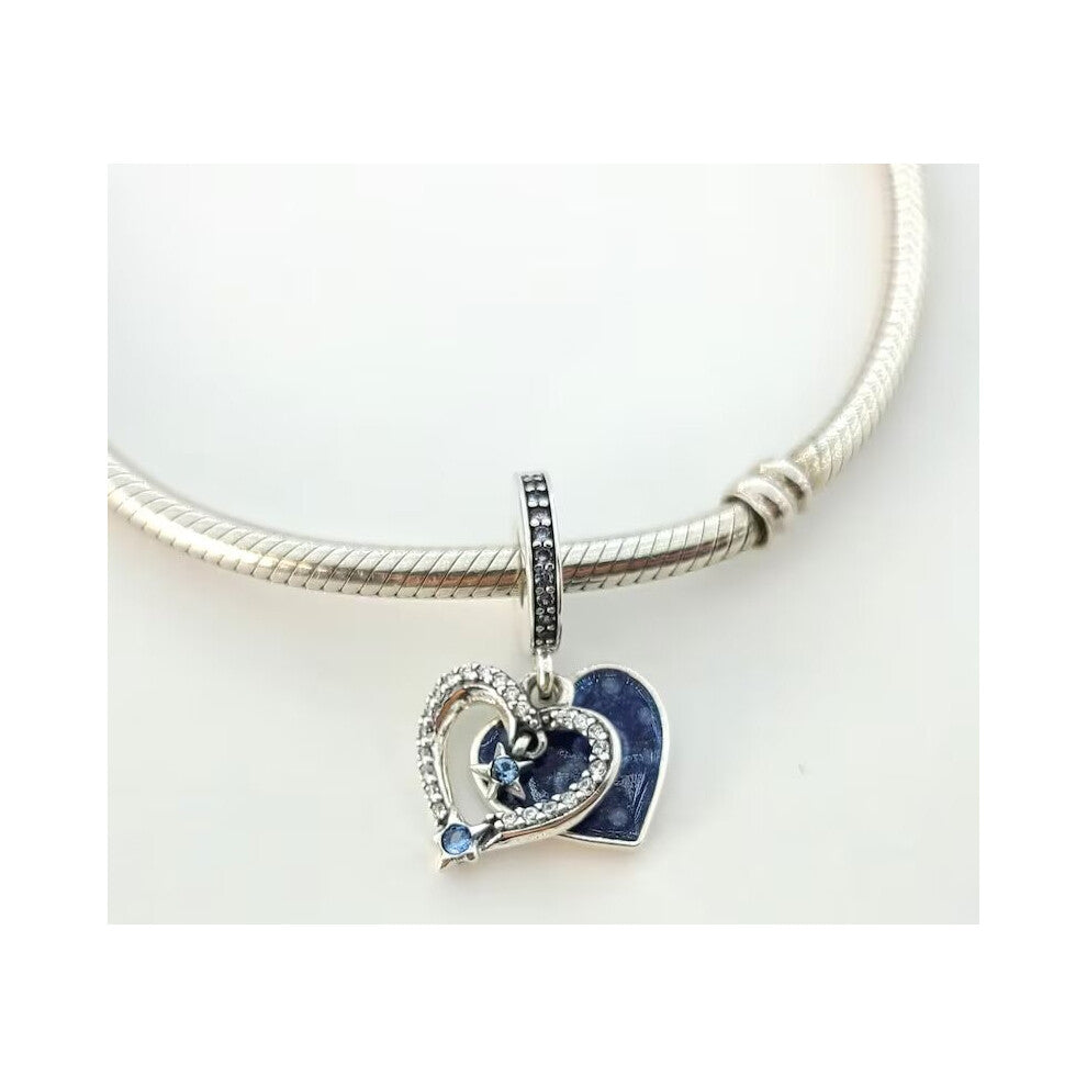 New S925 Sterling Silver Celestial Shooting Star Heart Charm for Christmas Occasions for women bracelet - Women jewelry