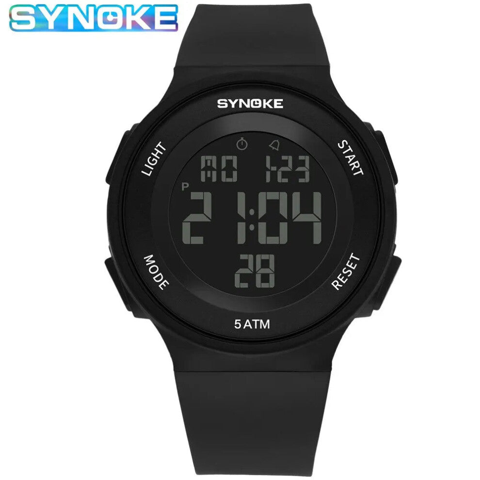 (Black) Mens Multifunction Military Sports Waterproof Luminous Led Digital Watch
