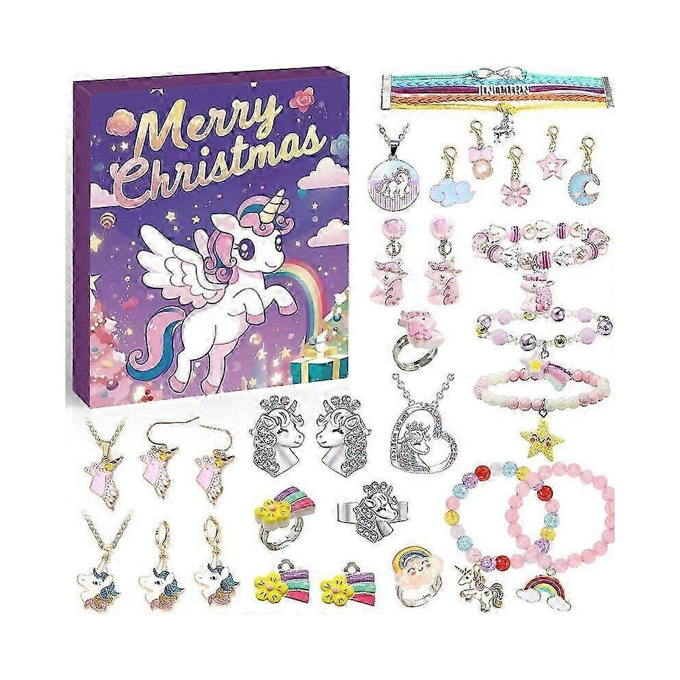 (RC451A, One size) 2024 Earrings Necklace Bracelet Gift Box Jewelry Women New Christmas Gift Countdown Calendar Advent Jewelry Blind Box