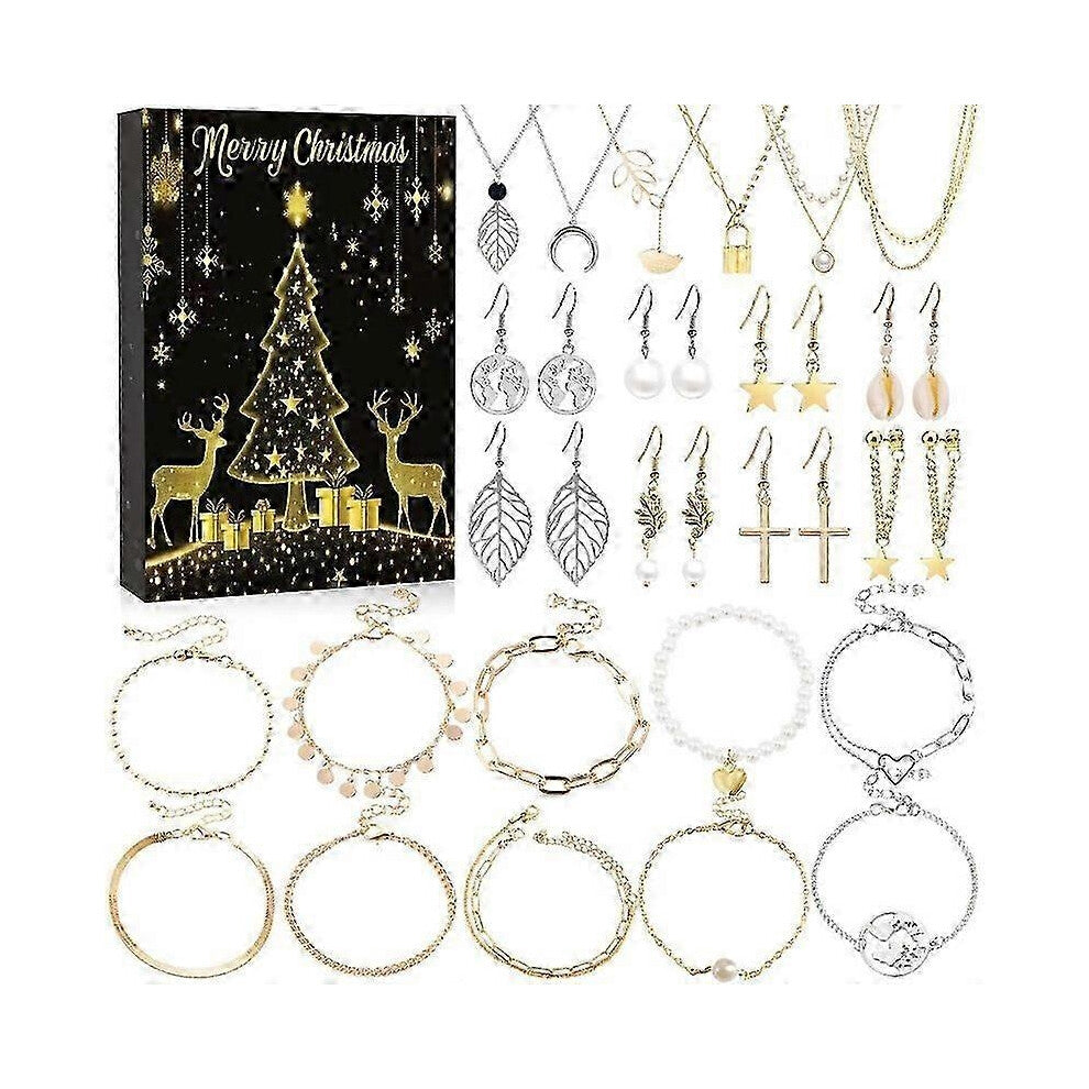 (RC451C, One size) 2024 Earrings Necklace Bracelet Gift Box Jewelry Women New Christmas Gift Countdown Calendar Advent Jewelry Blind Box