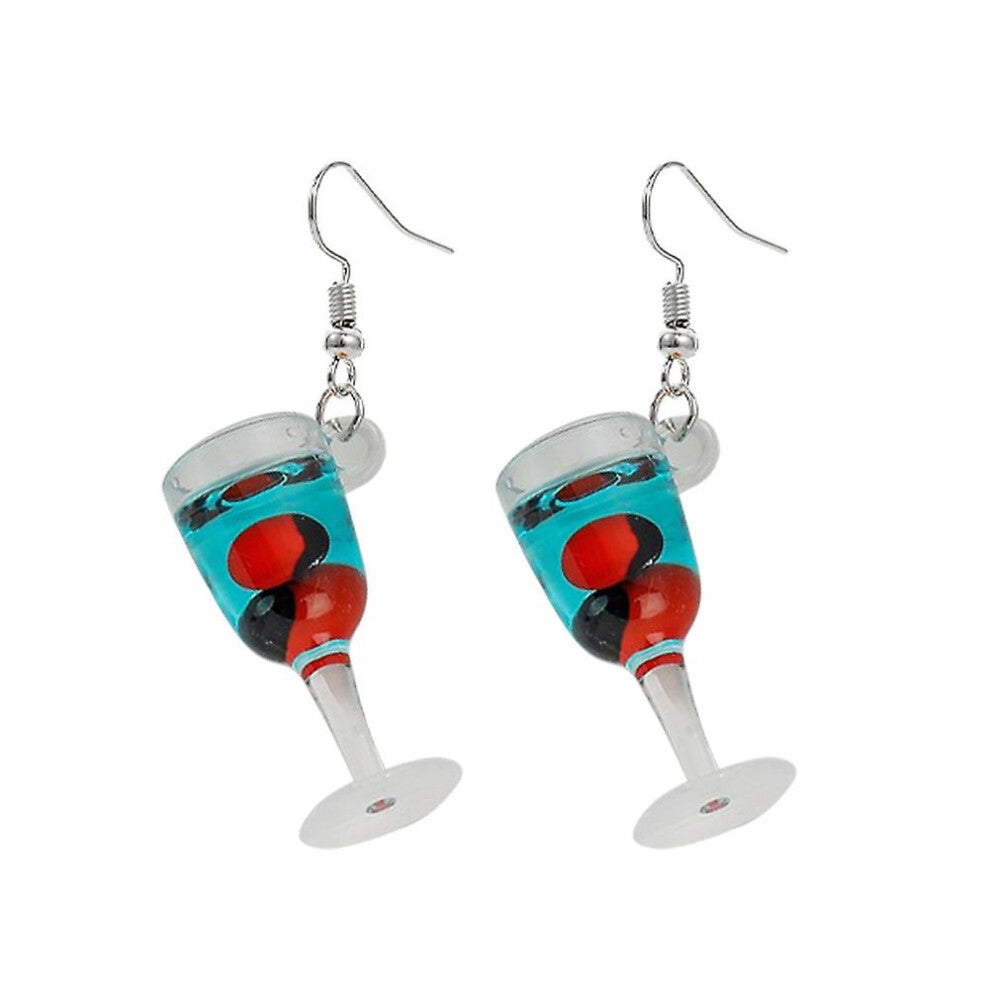 Fashion Women Simulated Wineglass Dangle Resin Ear Hook Earrings Jewelry Gift