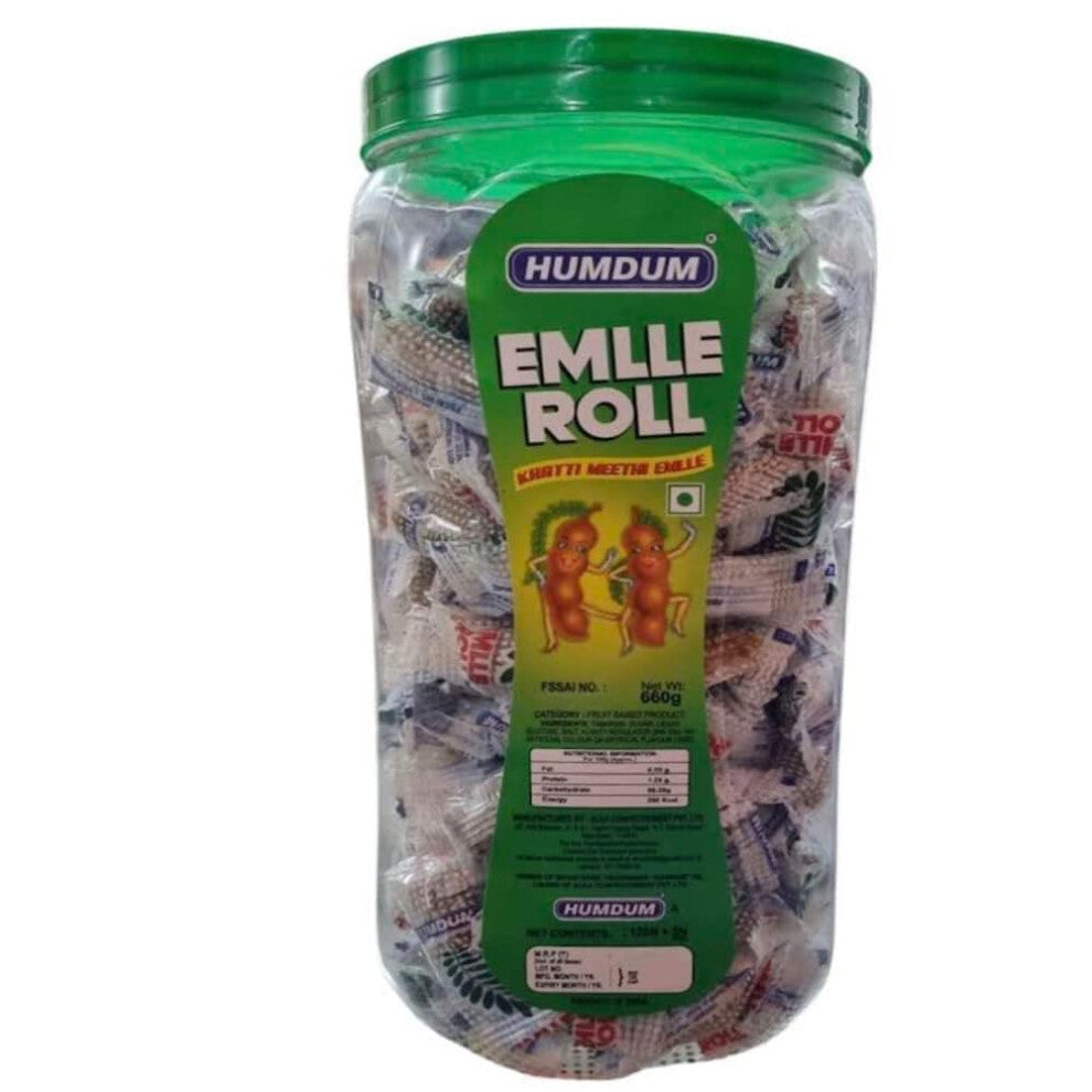 Humdum Emlee Roll Khatti Meethi imli candy 125 pcs Jar 300G