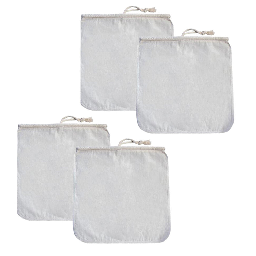 4Pack Organic Reusable Cold Filters Bag,12 Inch Wine Brewing Eco-Friendly Mesh Cotton Filter
