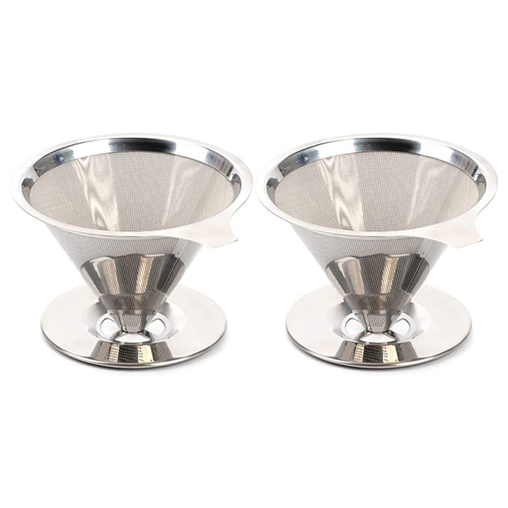2X pour Over Coffee Dripper Reusable Drip Cone Filter Portable Maker Home Office Camping