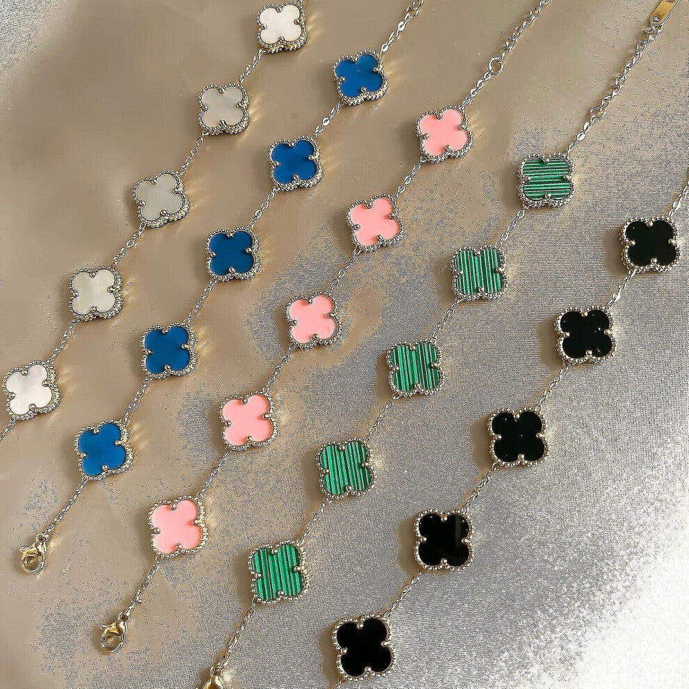 (black) Four Leaf Clover- Bracelet 18k Gold Plated Stainlesssteel Doubleside Aftermarket