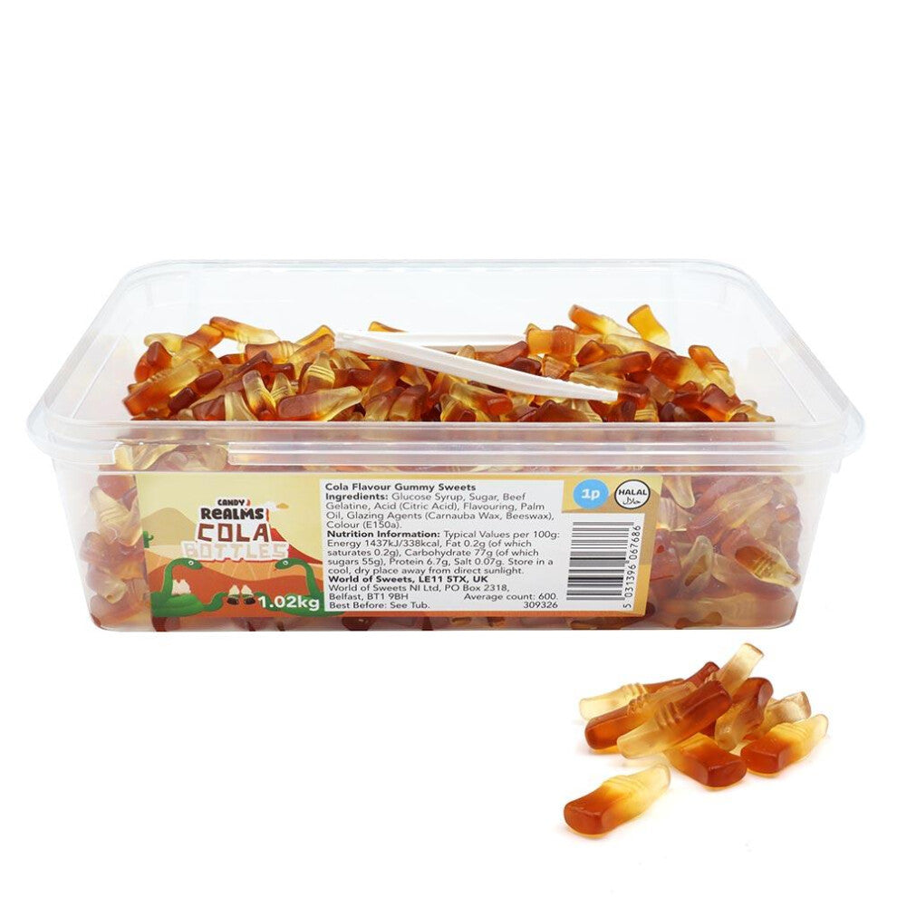 Candy Realms Cola Bottles 1.02KG Tub - Perfect For Any Occasion