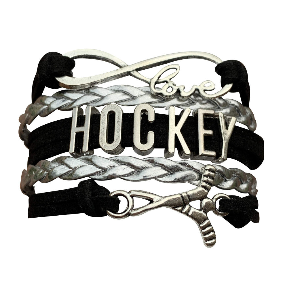 Hockey Charm Bracelet  Hockey Jewelry- Infinity Love Hockey Bracelet for Her