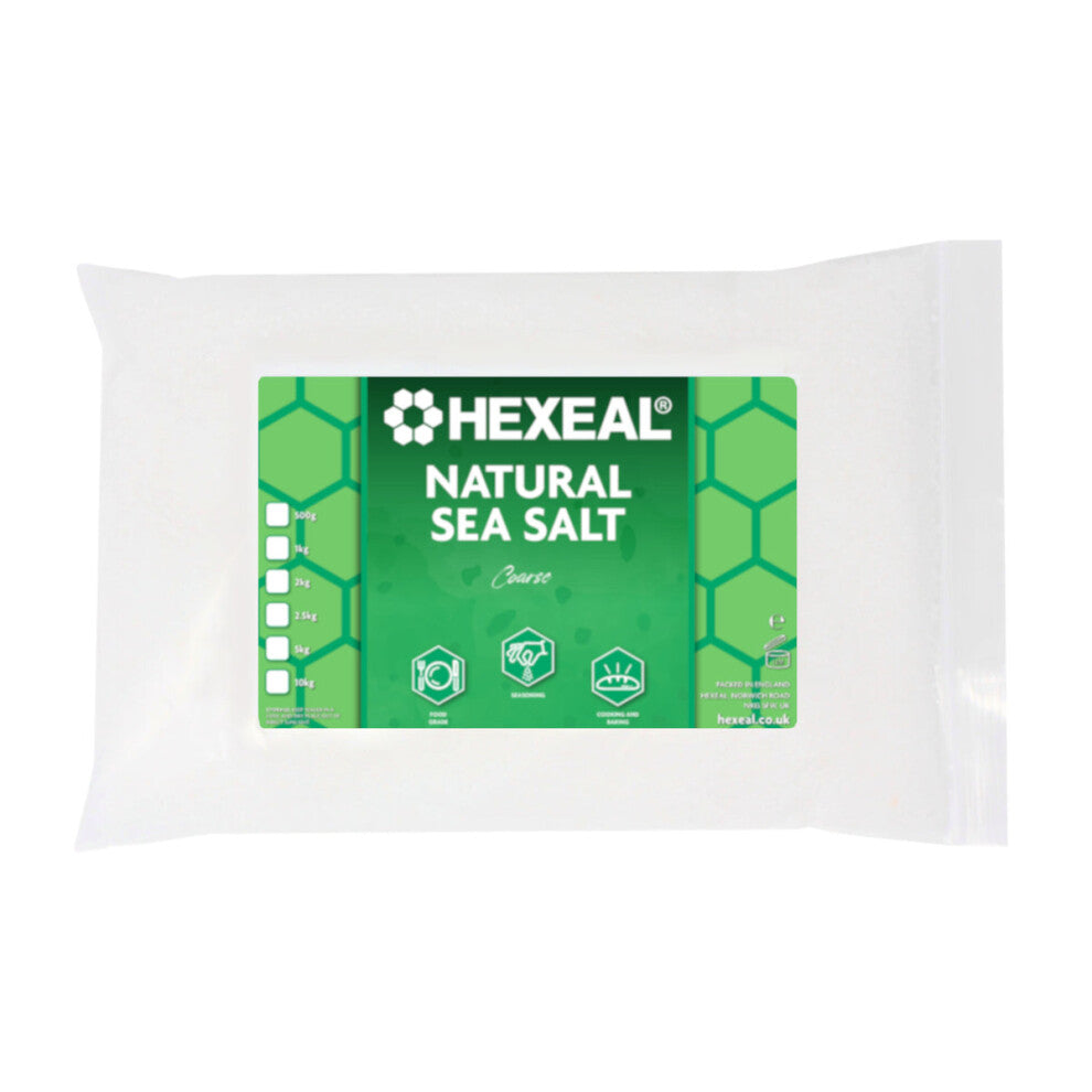 Hexeal Natural Sea Salt 1kg - 1kg Bag of Food Grade Coarse Sea Salt