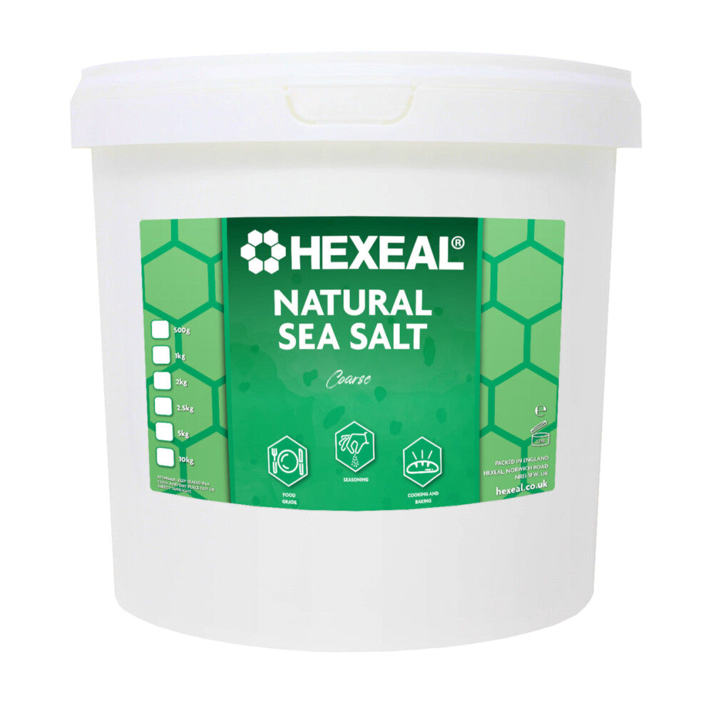 Hexeal Natural Sea Salt 5kg - 5kg Bucket of Food Grade Coarse Sea Salt
