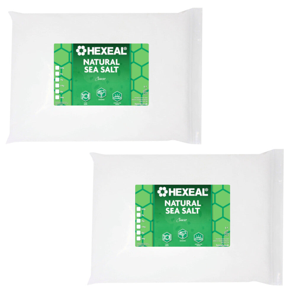 Hexeal Natural Sea Salt - 2 x 5kg Bags of Food Grade Coarse Sea Salt