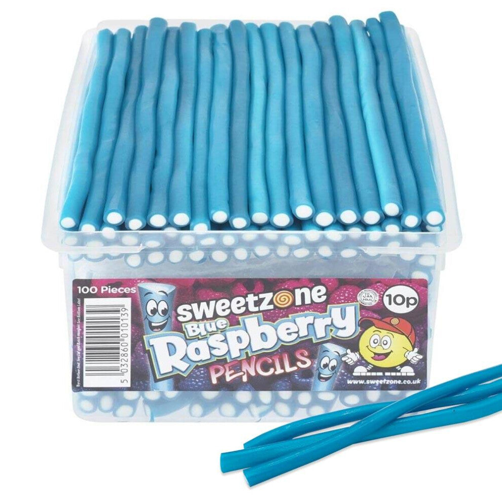 Sweetzone Blue Raspberry Pencils 1.1KG Tub - blue raspberry flavour