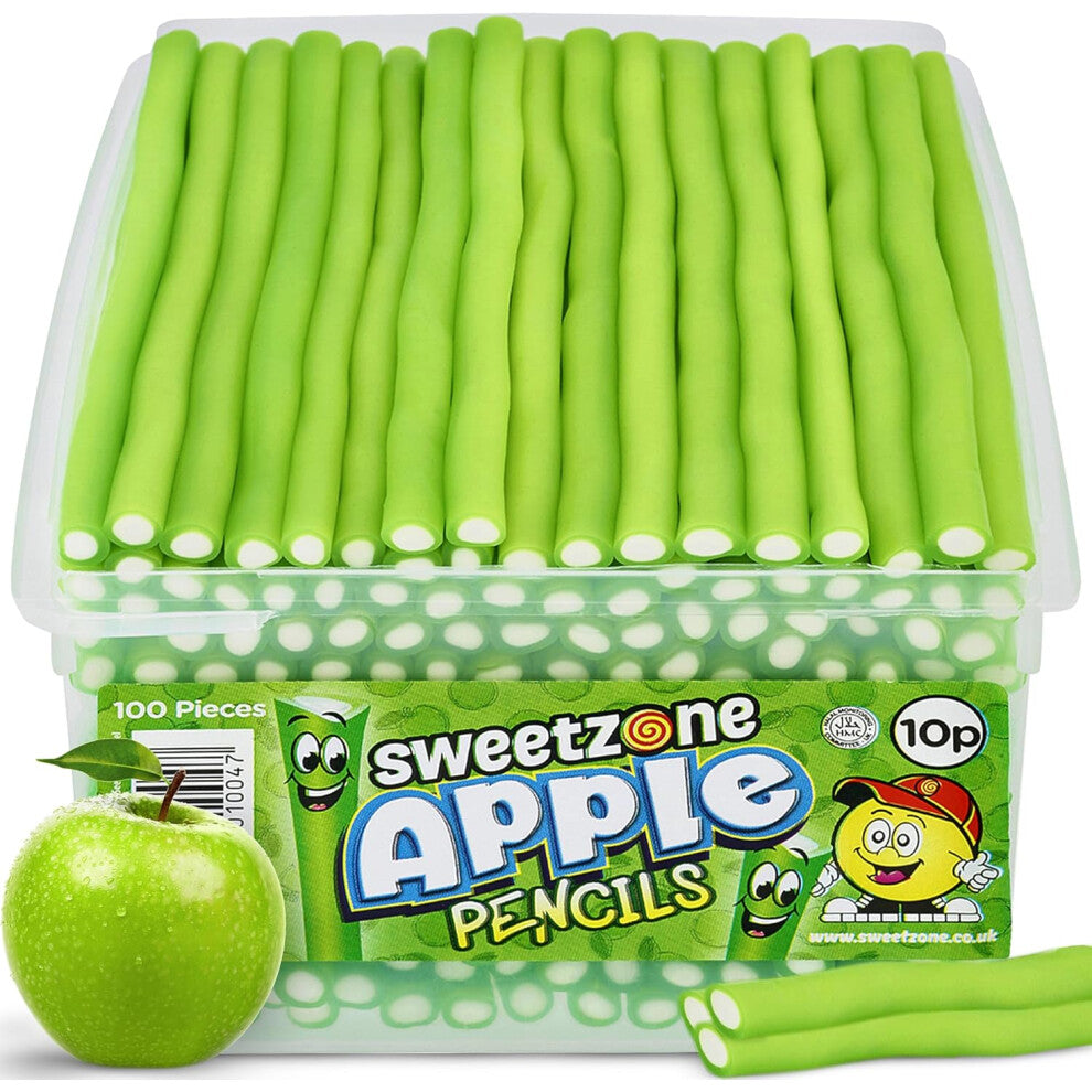 Sweetzone Apple Pencils 1.2KG Tub - Apple flavour candy