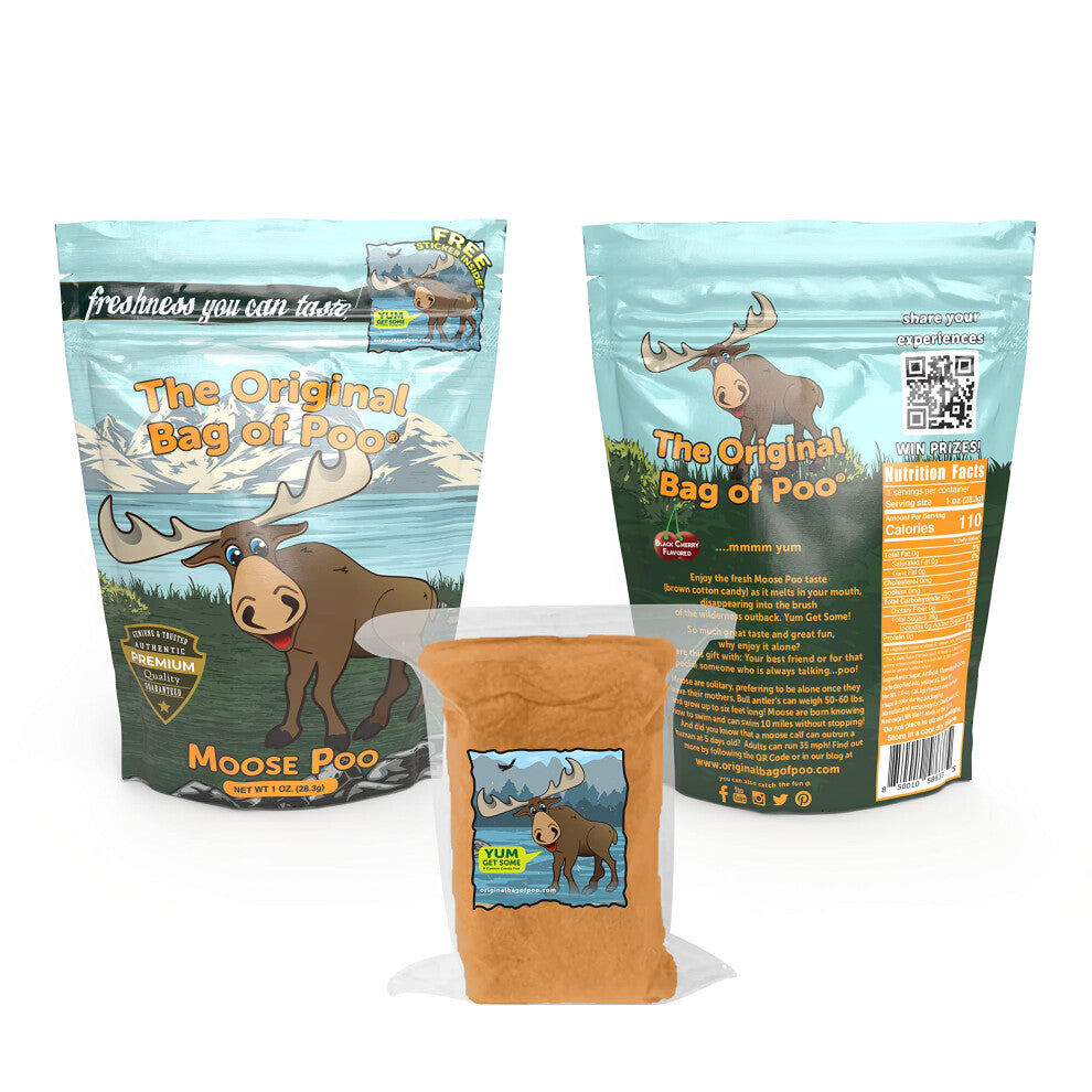 The Original Bag of Poo  Moose Poo (black cherry flavored cotton candy) Novelty Poop Gag Gift.