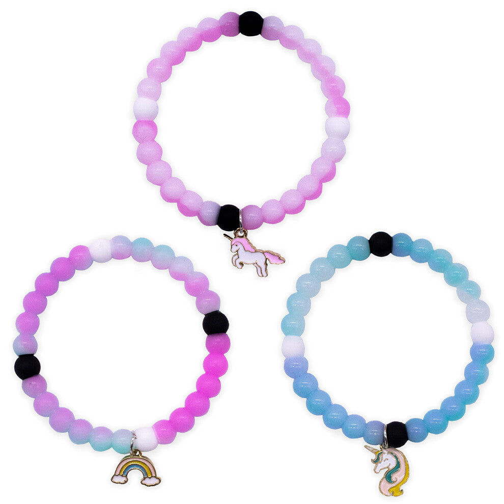 FROG SAC 3 Unicorn Bracelets for Girls  Silicone Bubble Charm Bracelet Pack for Kids  Little Girl Unicorns Theme Birthday Party Favors Easter Basket F