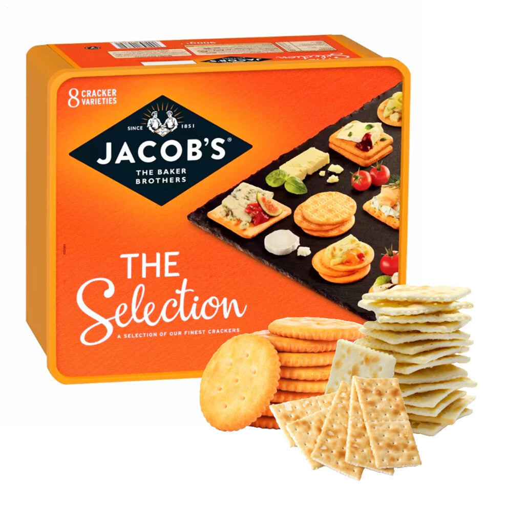 Jacob's Cheese Biscuits Crackers Tub - 8 Different Selection of Delicious Biscuits for Cheese Cream Crackers Snacks 900g. Food Hamper for Cheese Board
