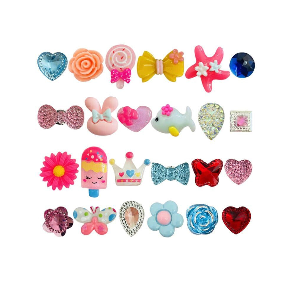 monochef 24pcs Rings for Girls Kids Dress Up Rings Jewelry Set Lovely Toys For Little Girls Adjustable  No Duplication  Girl Pretend Play Gift With Bo