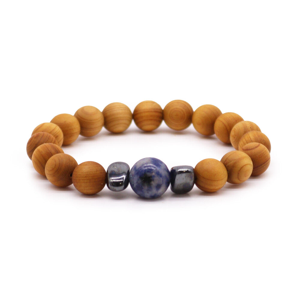 Cedarwood Throat Chakra Bangle with Sodalite Cedarwood Chakra Bangles