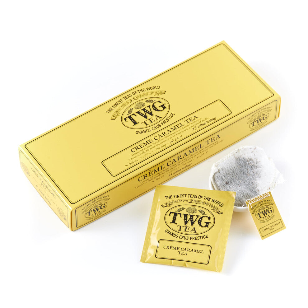 TWG Tea | Cr?me Caramel Tea | Rooibos Tea | Caramel & Theine-Free | 15 Hand Sewn Cotton Tea Bags | Gift Set