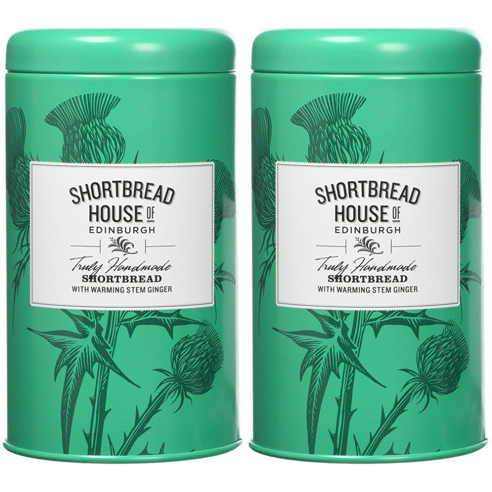 Shortbread House of Edinburgh | Handmade Scottish Shortbread with Stem Ginger | 140g Tin (Pack of 2)