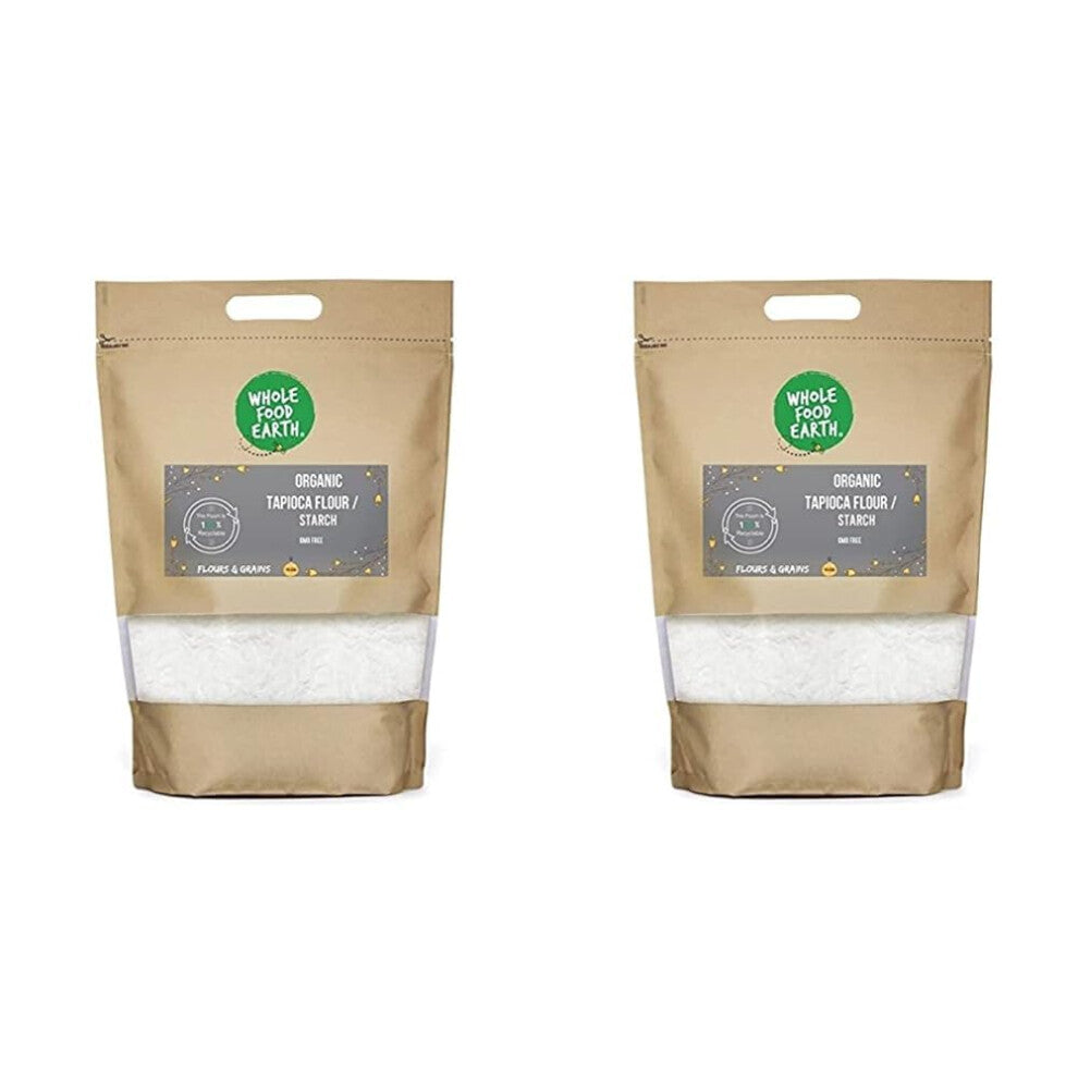 Wholefood Earth Organic Tapioca Starch ? 1 kg | GMO Free | Certified Organic (Pack of 2)