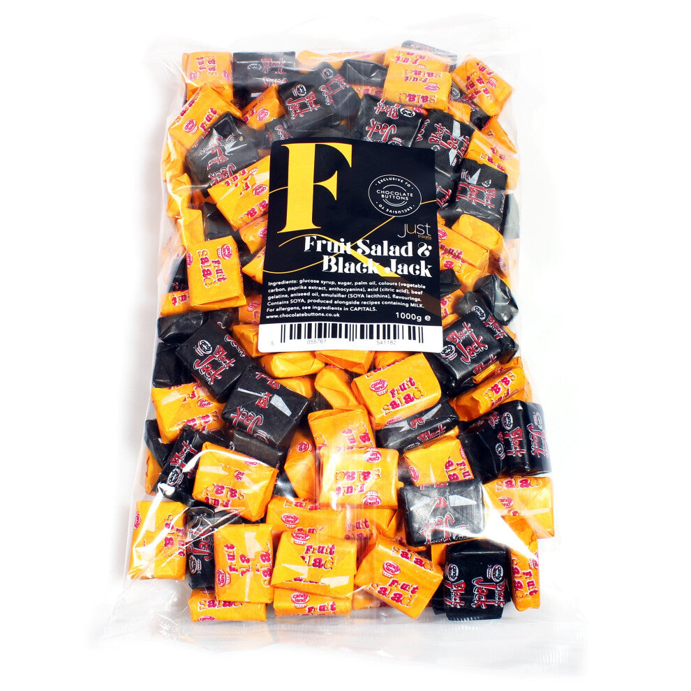 Just Treats Fruit Salad and Black Jacks Chews (1 Kilo Party Bag)