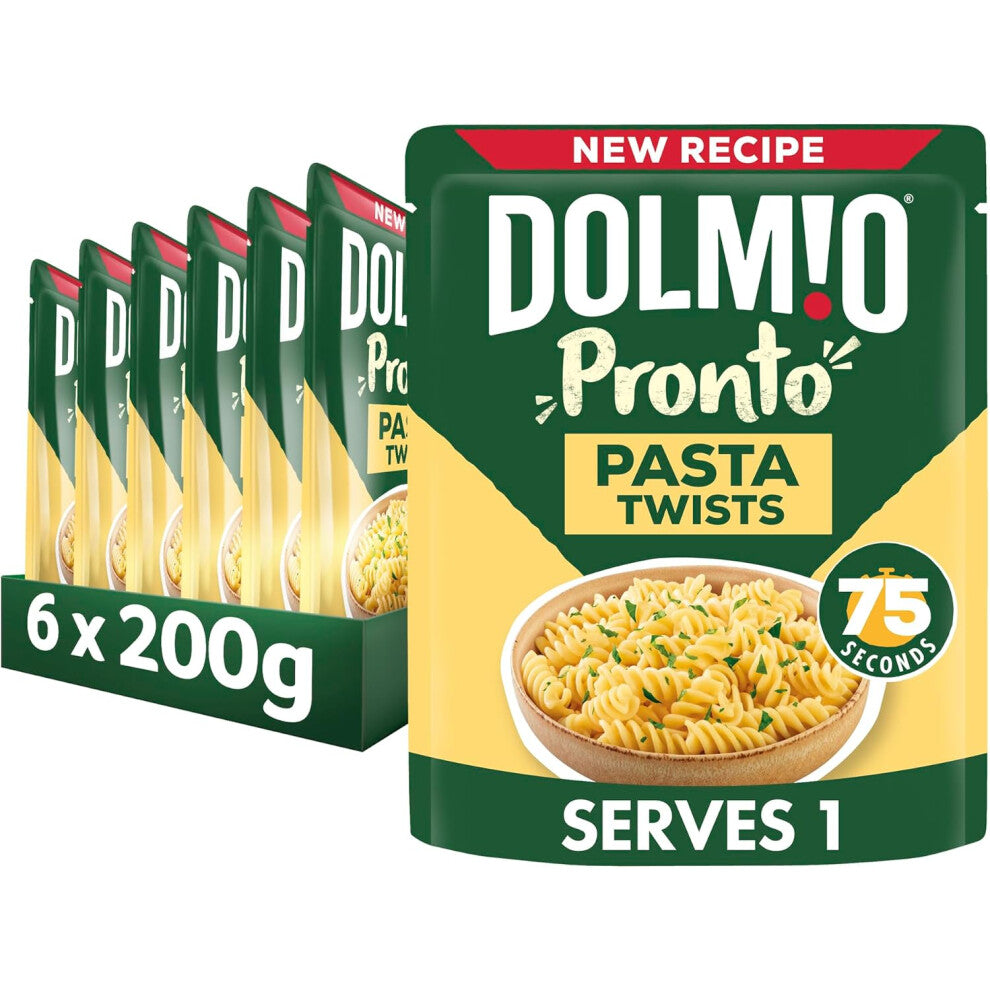Dolmio Pasta Twists Microwave Fusili Pasta, Bulk Multipack 6 x 200g pouches