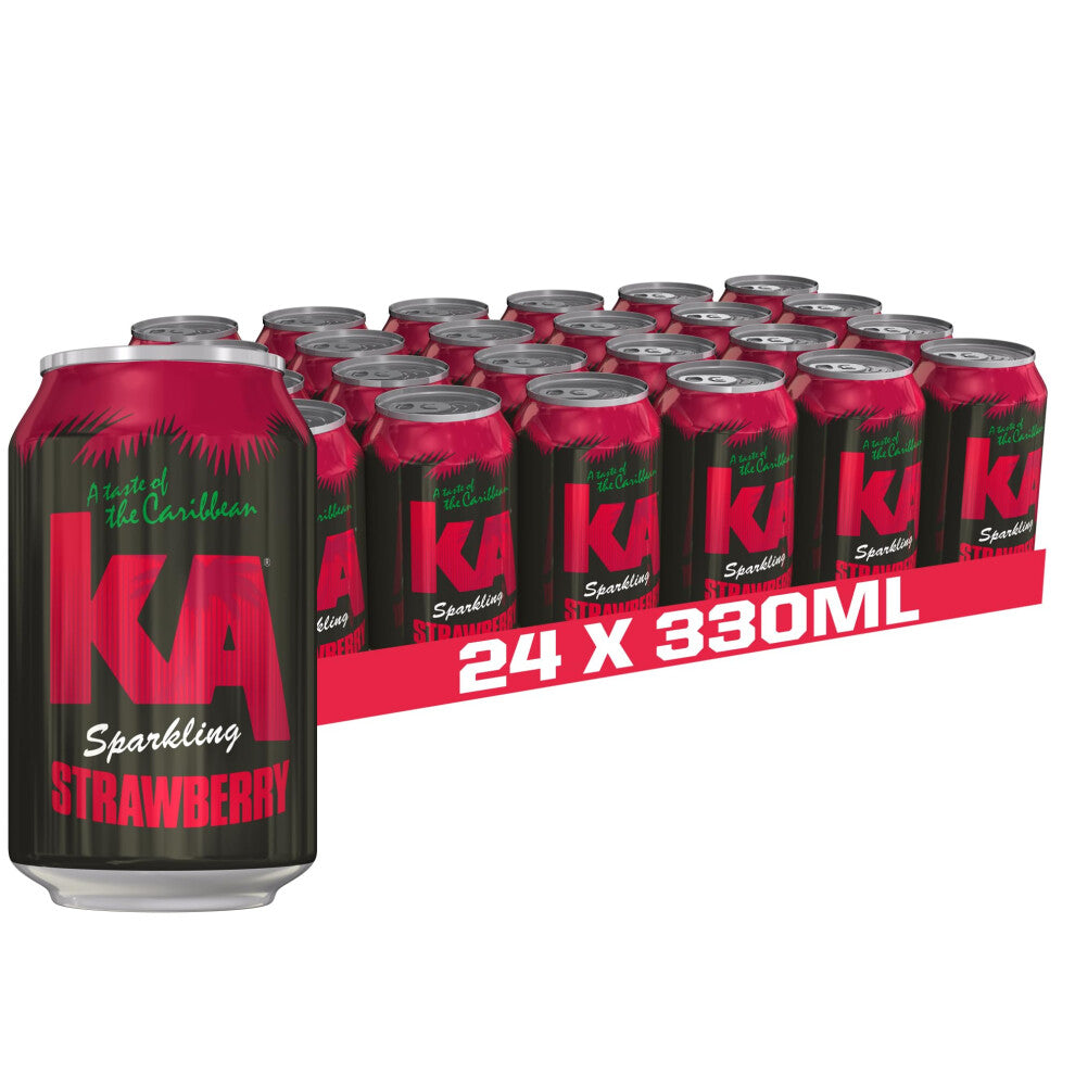 KA Caribbean Sparkling Strawberry Soda 24 x 330ml Cans - Authentic Jamaican Recipes, 614327