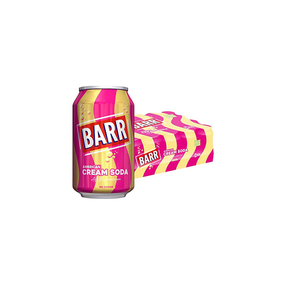 BARR since 1875, American Cream Soda, 24 pack Fizzy Drink Cans, No Sugar Free Diet, 24 x 330 ml