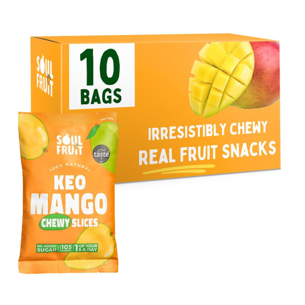 Soul Fruit - Dried Mango ? No Added Sugar ? 100% Dried Fruit Snack - High in Fibre - Low Calorie Snacks - Healthy Snacks for Adults & Kids - Lunchbox