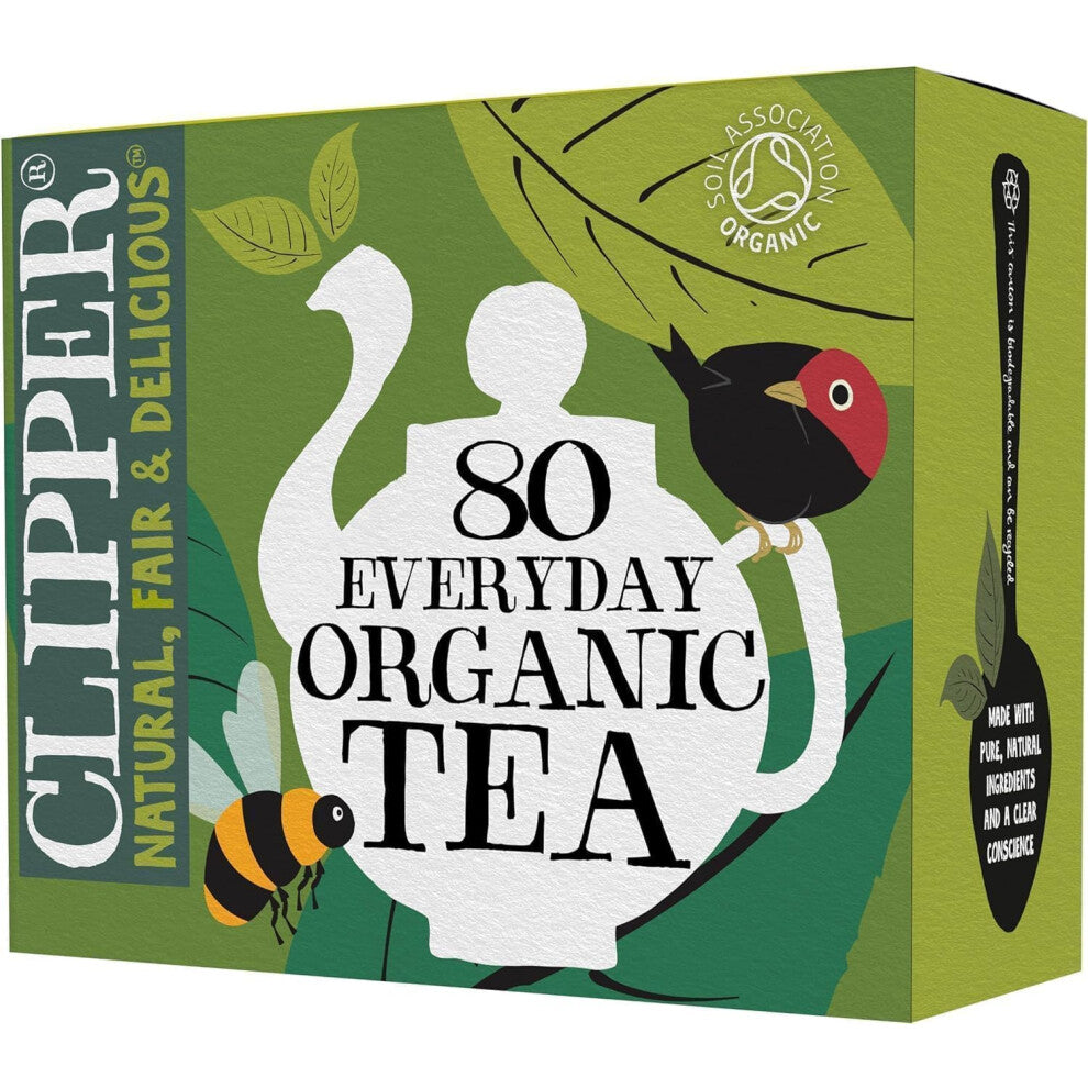 Clipper Organic Everyday Fairtrade Teabags | Black Tea Bags | Natural, Unbleached, Plant-Based Biodegradable & Sustainable Teabags | Eco Conscious,