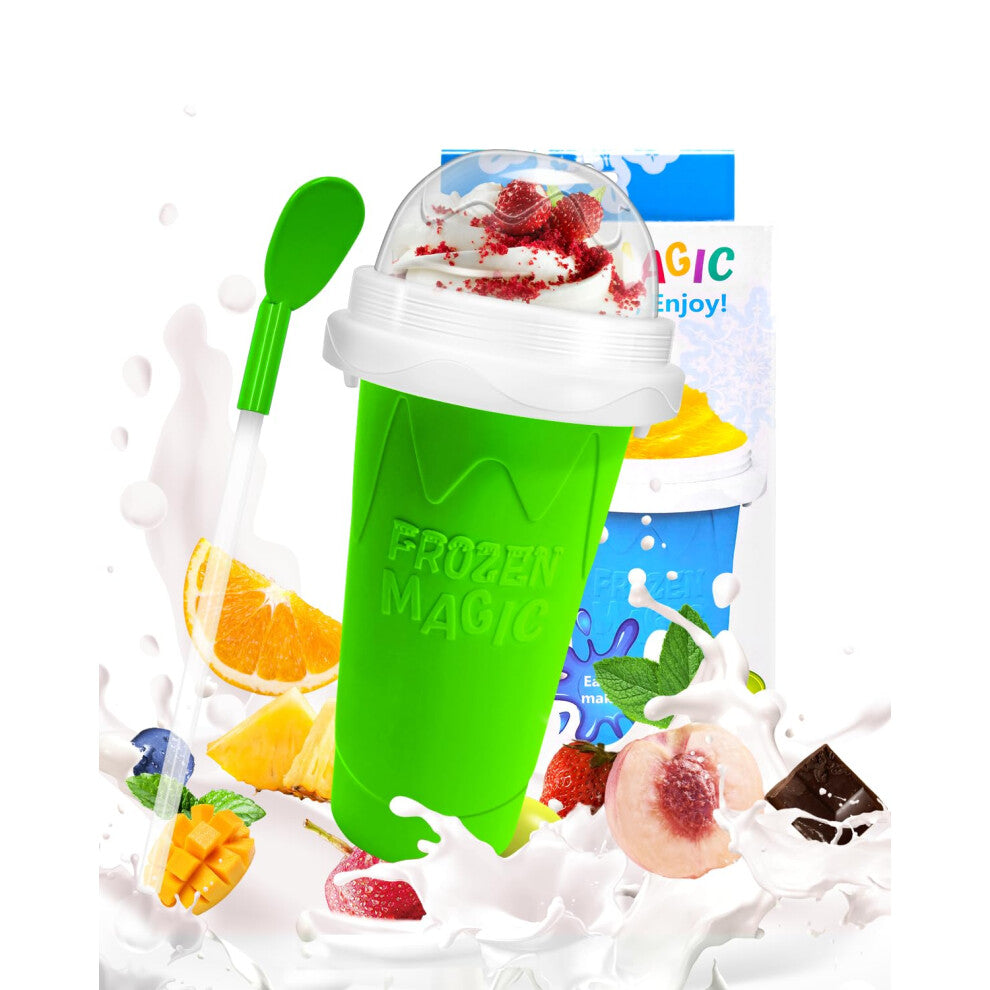 Slushy Maker Cup  DIY Magic Slushy Maker Squeeze Cup  Portable Smoothie Squeeze Cup for Juices  Milk and Ice Cream Make  Double Layers Silica Cup with