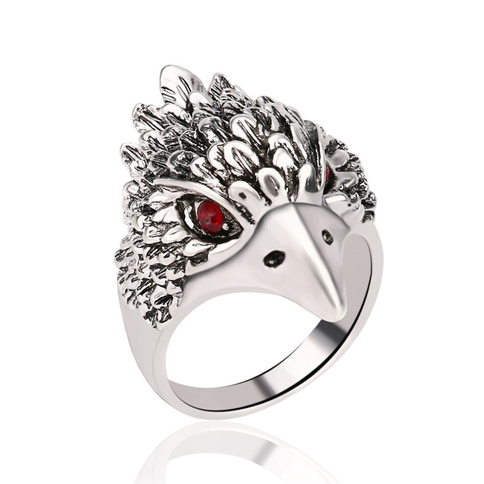 (silver, 8) Punk Animal Cool Ring Eagle Biker Ring Fashion Jewelry Men Women For