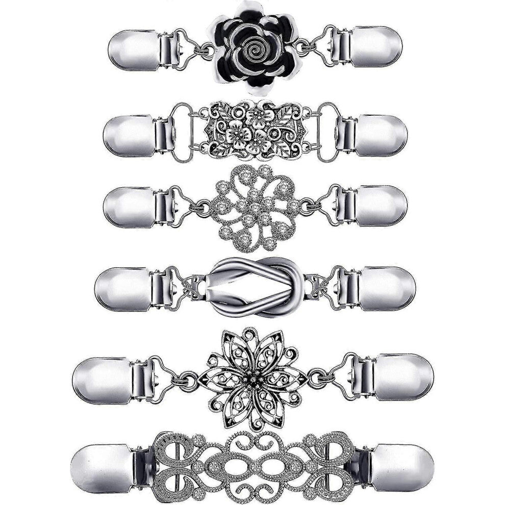 (As show, One size) 6 Pieces Vintage Shirt Dress Cardigan Clip, Waist Clip For Women, Sweater Shawl Brooch Jacket Clip For Clothing