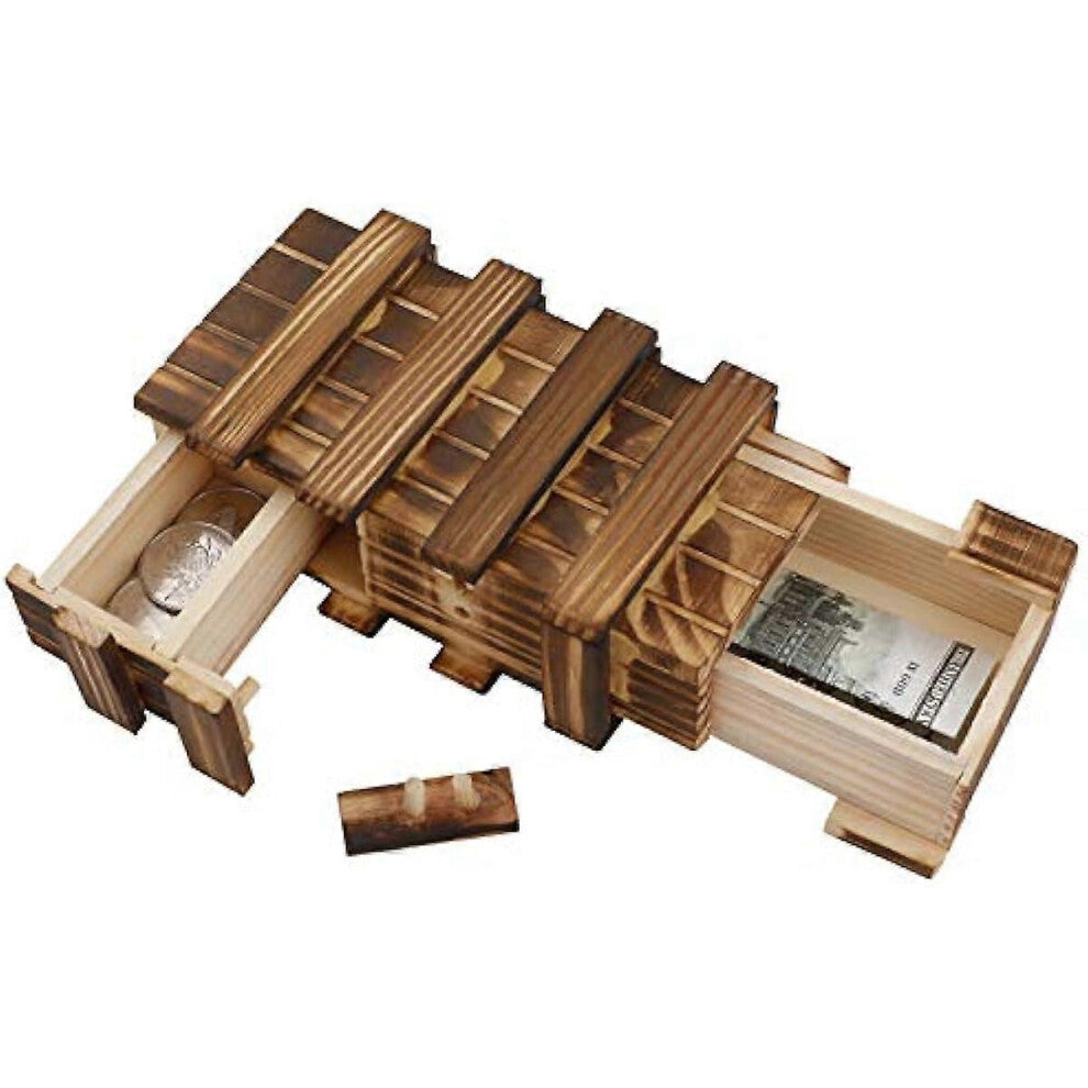 (As show, One size) Wooden Gift Box  Magic Puzzle Box with 2 Secure Compartments  Puzzle Box for Gift  Jewellery  Money  Wedding  Birthday Gift