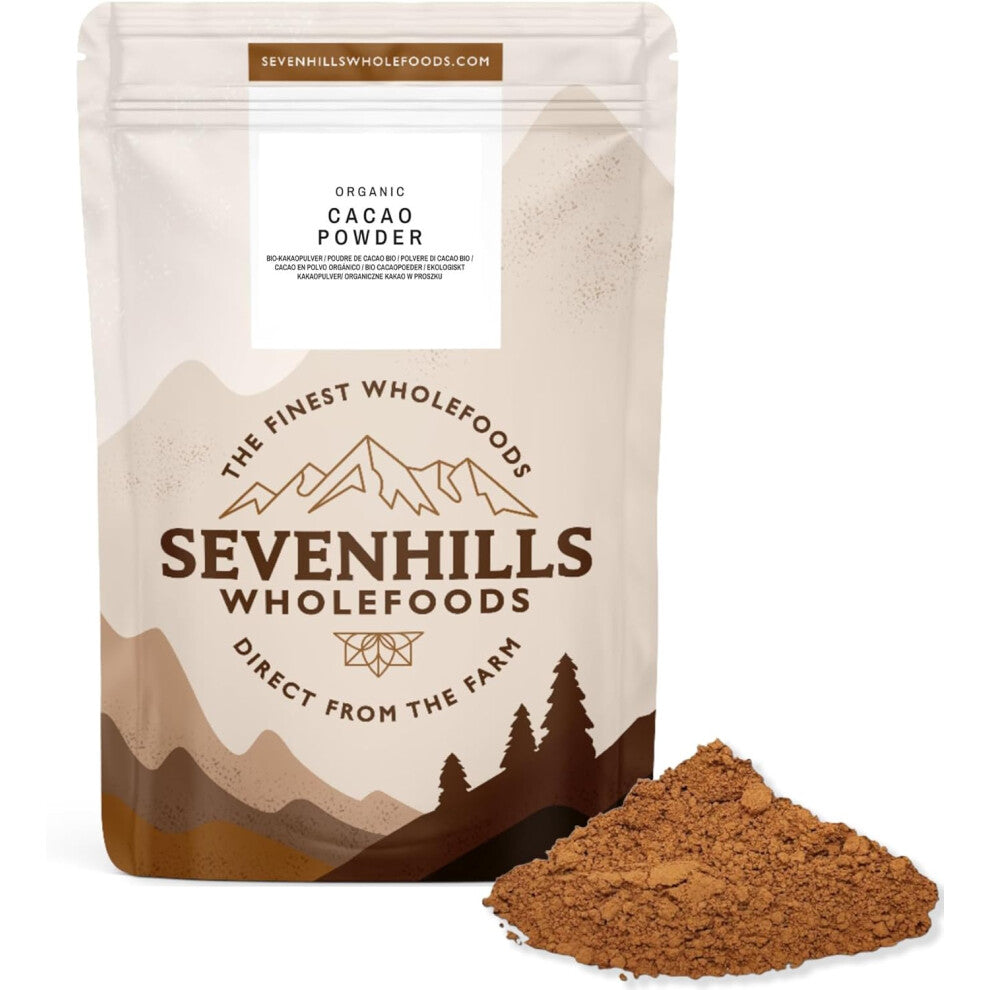 Sevenhills Wholefoods Organic Cacao-Cocoa Powder 1kg Natural Source of Potassium Hot Chocolate Smoothies & Baking Unsweetened & Non-Alkalised GMO Free