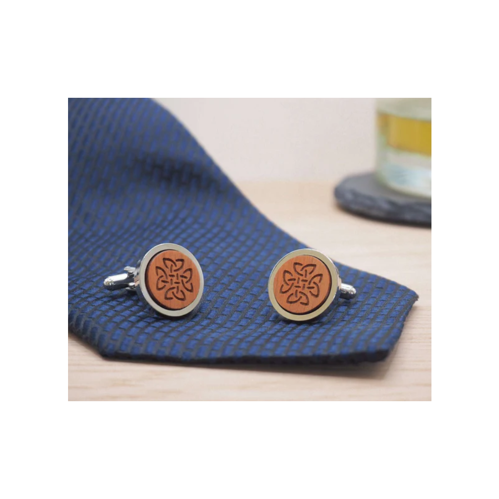 Celtic Knot Designed Wooden Cufflinks