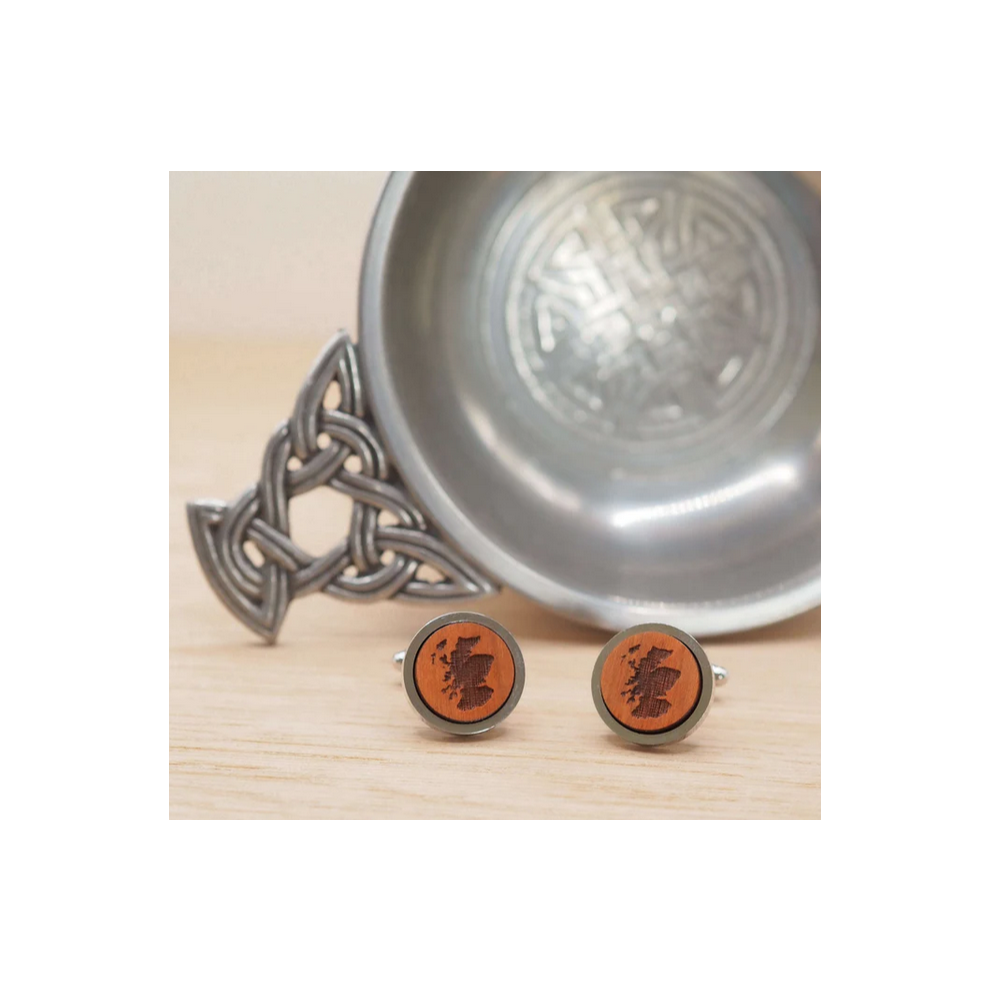 Scotland Outline Designed Wooden Cufflinks