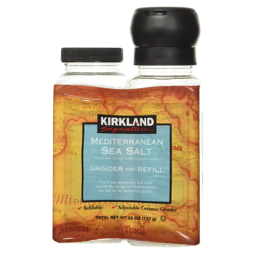 Kirkland Signature Mediterranean Sea Salt Adjustable Grinder + Refill 737g